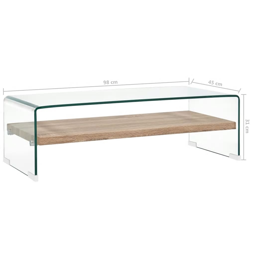 vidaXL átlátszó edzett üveg dohányzóasztal 98 x 45 x 31 cm