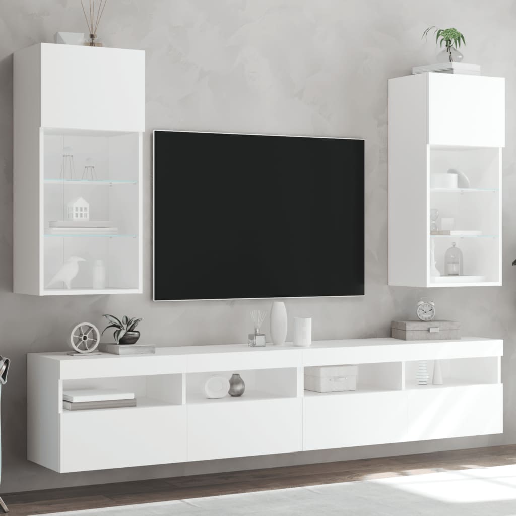 vidaXL 2 db fehér TV-szekrény LED-világítással 40,5 x 30 x 90 cm