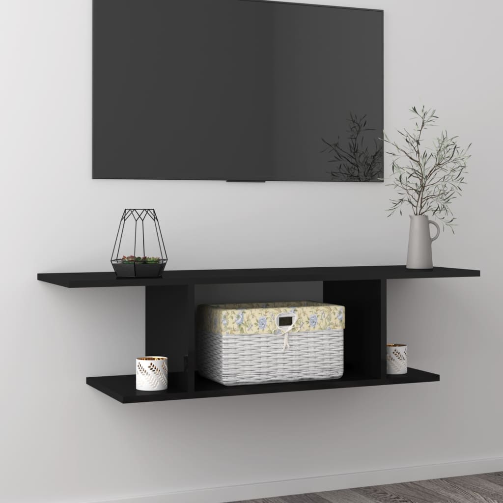 vidaXL magasfényű fekete falra szerelhető TV-szekrény 103x30x26,5 cm