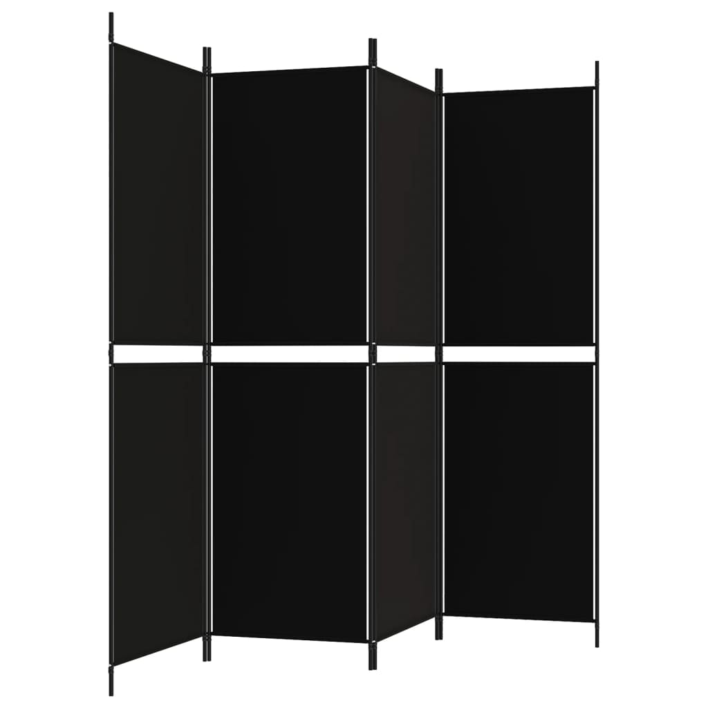 vidaXL 4 paneles fekete szövet térelválasztó 200 x 180 cm
