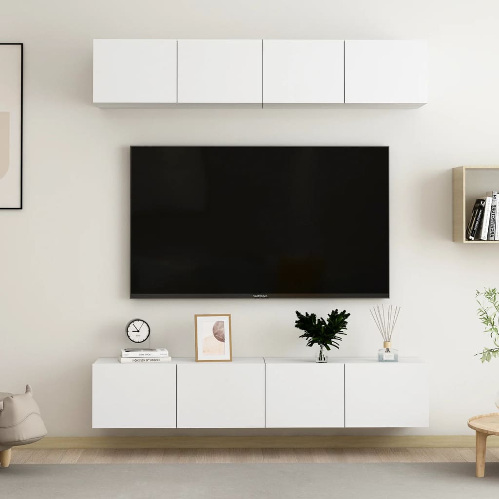 vidaXL 4 db fehér forgácslap TV-szekrény 80 x 30 x 30 cm