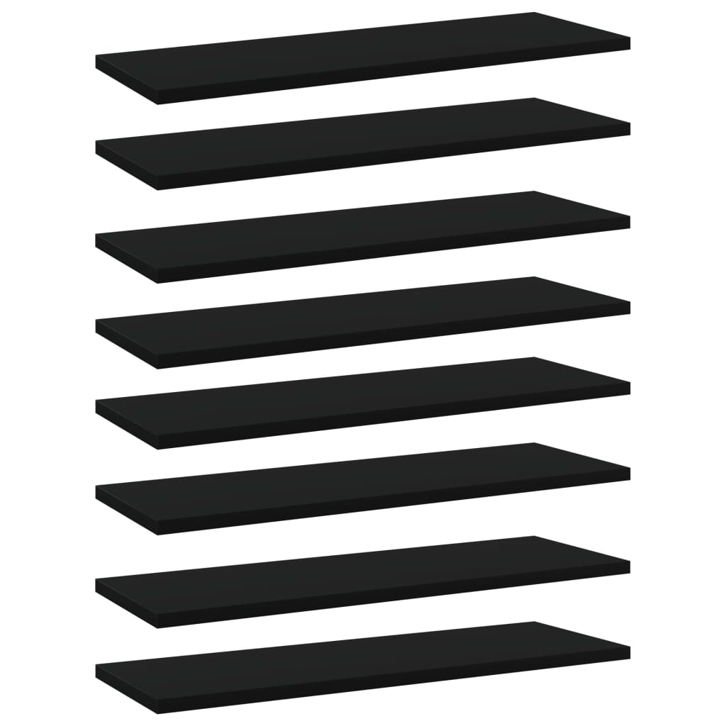 vidaXL 8 db fekete forgácslap könyvespolc 60 x 20 x 1,5 cm