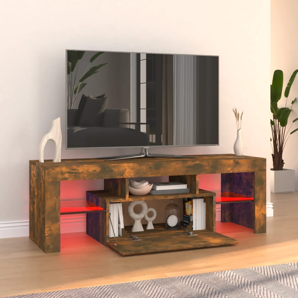 vidaXL füstös tölgyszínű TV-szekrény LED-világítással 120 x 35 x 40 cm