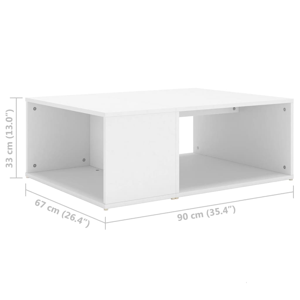 vidaXL fehér forgácslap dohányzóasztal 90 x 67 x 33 cm