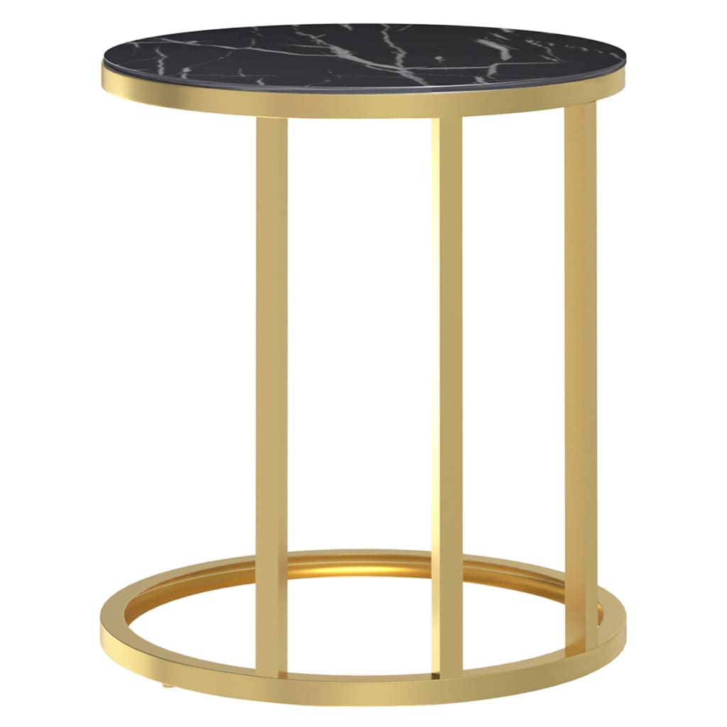 vidaXL arany és fekete márvány edzett üveg kisasztal 45 cm