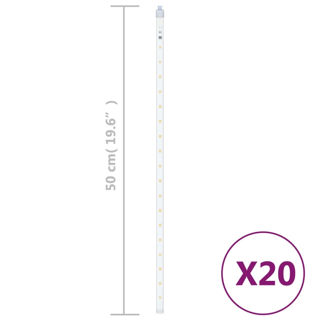 vidaXL 20 db 720 LED-es meleg fehér bel-/kültéri meteor fényfüzér 50cm