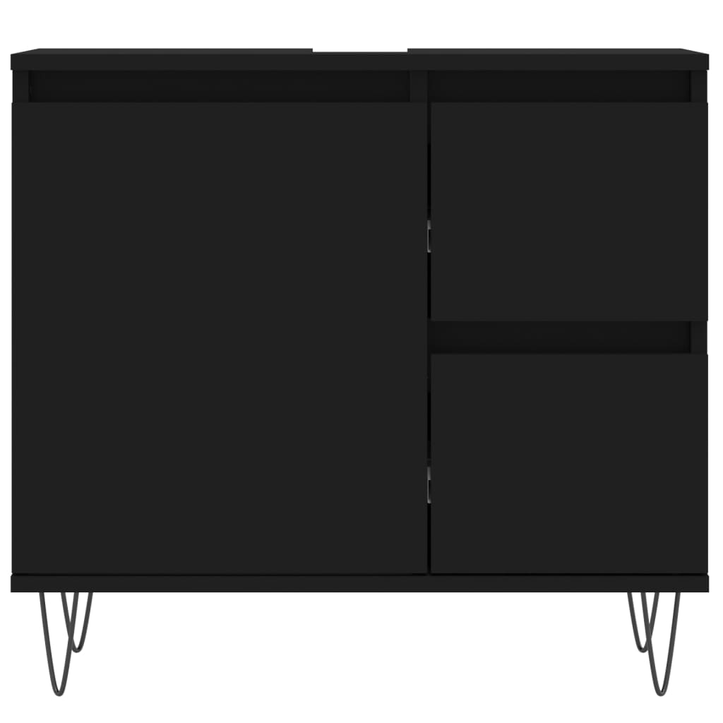 vidaXL fekete szerelt fa fürdőszobaszekrény 65 x 33 x 60 cm