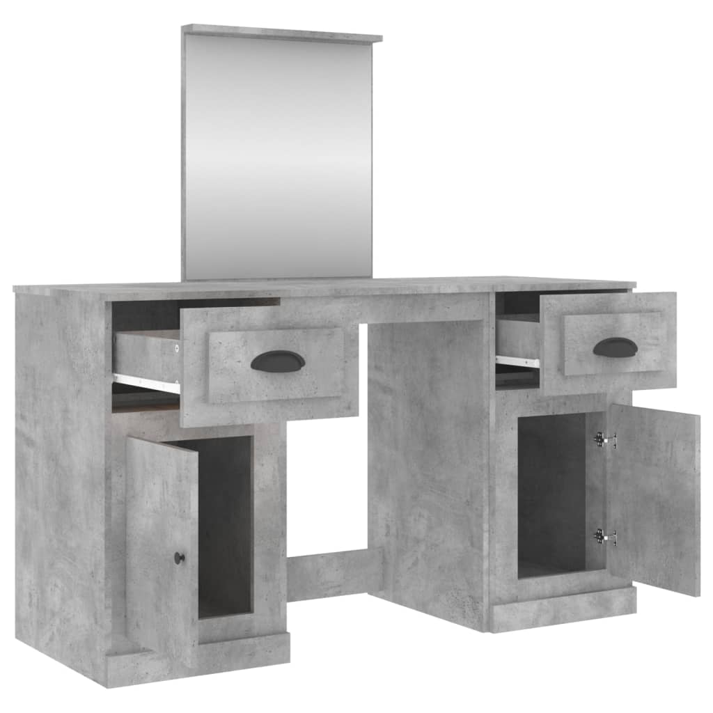 vidaXL betonszürke fésülködőasztal tükörrel 130 x 50 x 132,5 cm