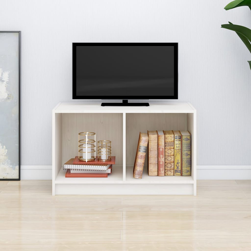vidaXL fehér tömör fenyőfa TV-szekrény 70 x 33 x 42 cm