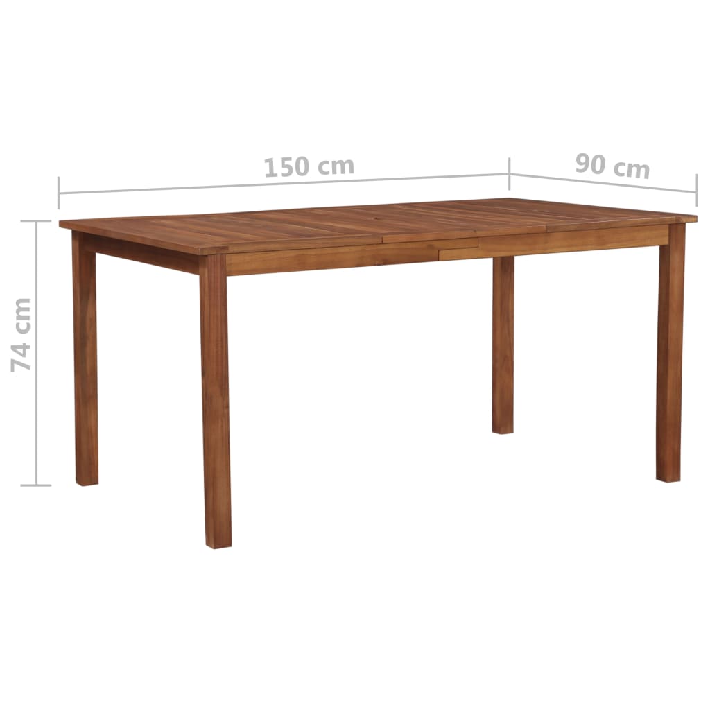 vidaXL tömör akácfa kerti asztal 150 x 90 x 74 cm