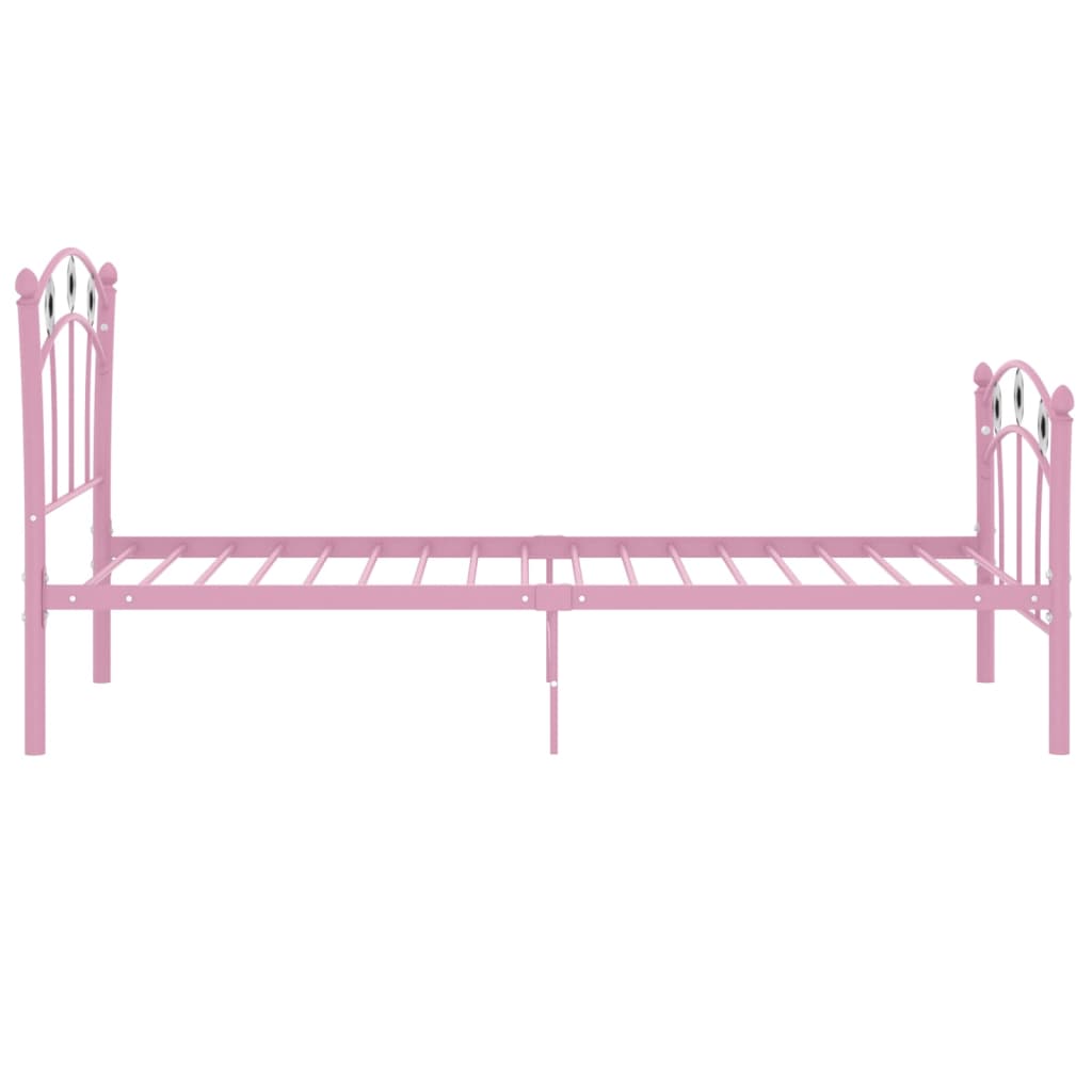 vidaXL rózsaszín fém ágykeret focis dizájnnal 90 x 200 cm