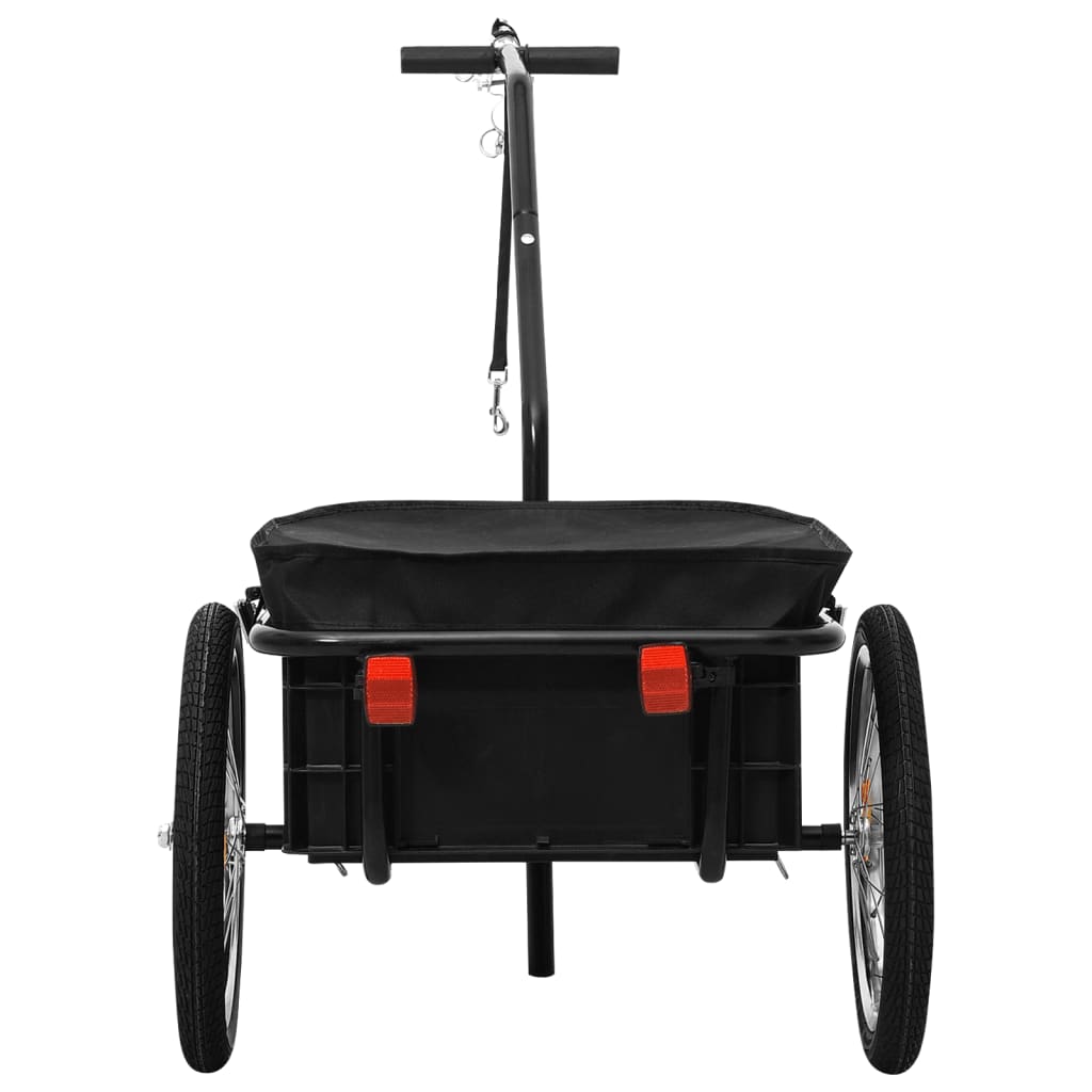 vidaXL fekete acél kerékpár-utánfutó/kézikocsi 155 x 60 x 83 cm