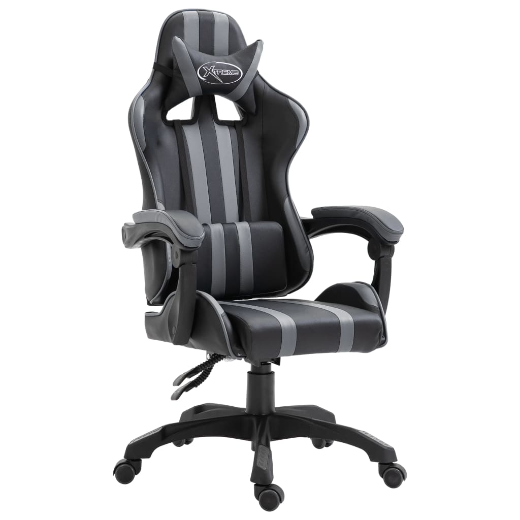 vidaXL szürke műbőr gamer szék