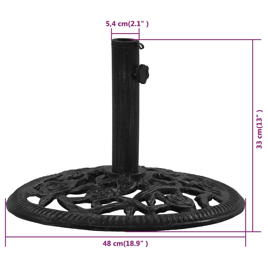 vidaXL fekete öntöttvas napernyőtalp 48 x 48 x 33 cm