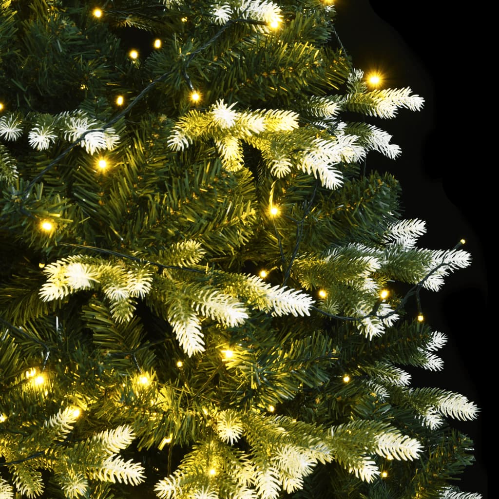 vidaXL csuklópántos műkarácsonyfa 130 LED-del és hópehellyel 210 cm