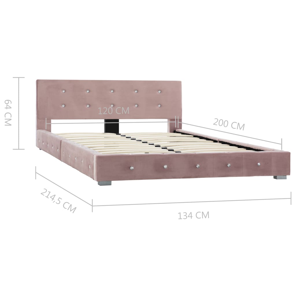 vidaXL rózsaszín bársonyágy memóriahabos matraccal 120 x 200 cm