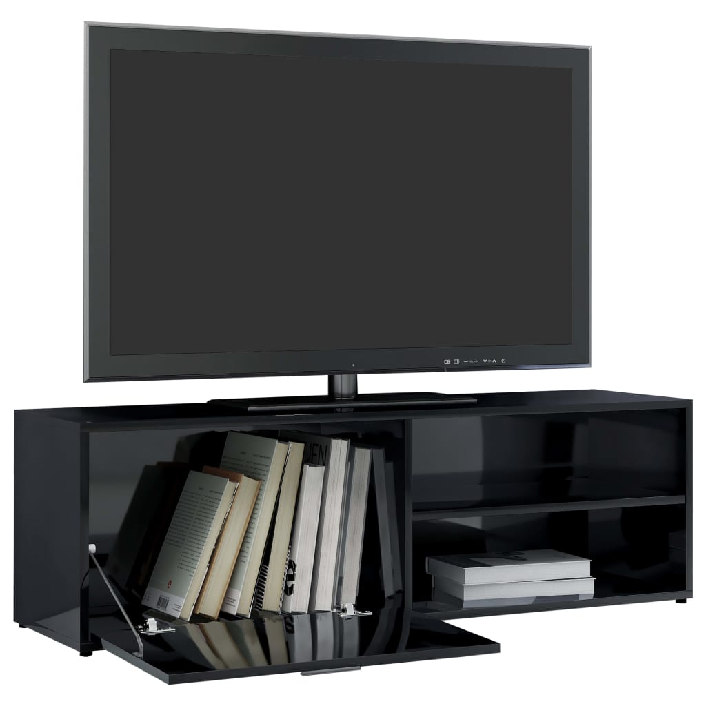 vidaXL magasfényű fekete forgácslap TV-szekrény 120 x 34 x 37 cm