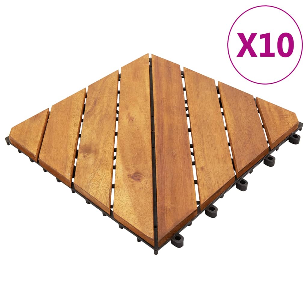vidaXL 10 darab tömör akácfa padlólap 30 x 30 cm