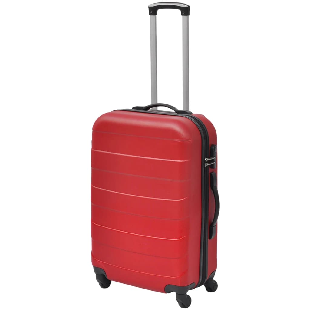 vidaXL 3 darabos piros húzható kemény bőrönd szett 45,5/55/66 cm