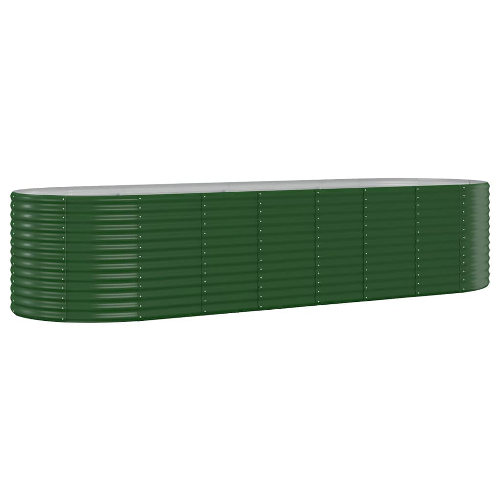 vidaXL zöld porszórt acél kerti magaságyás 322x100x68 cm