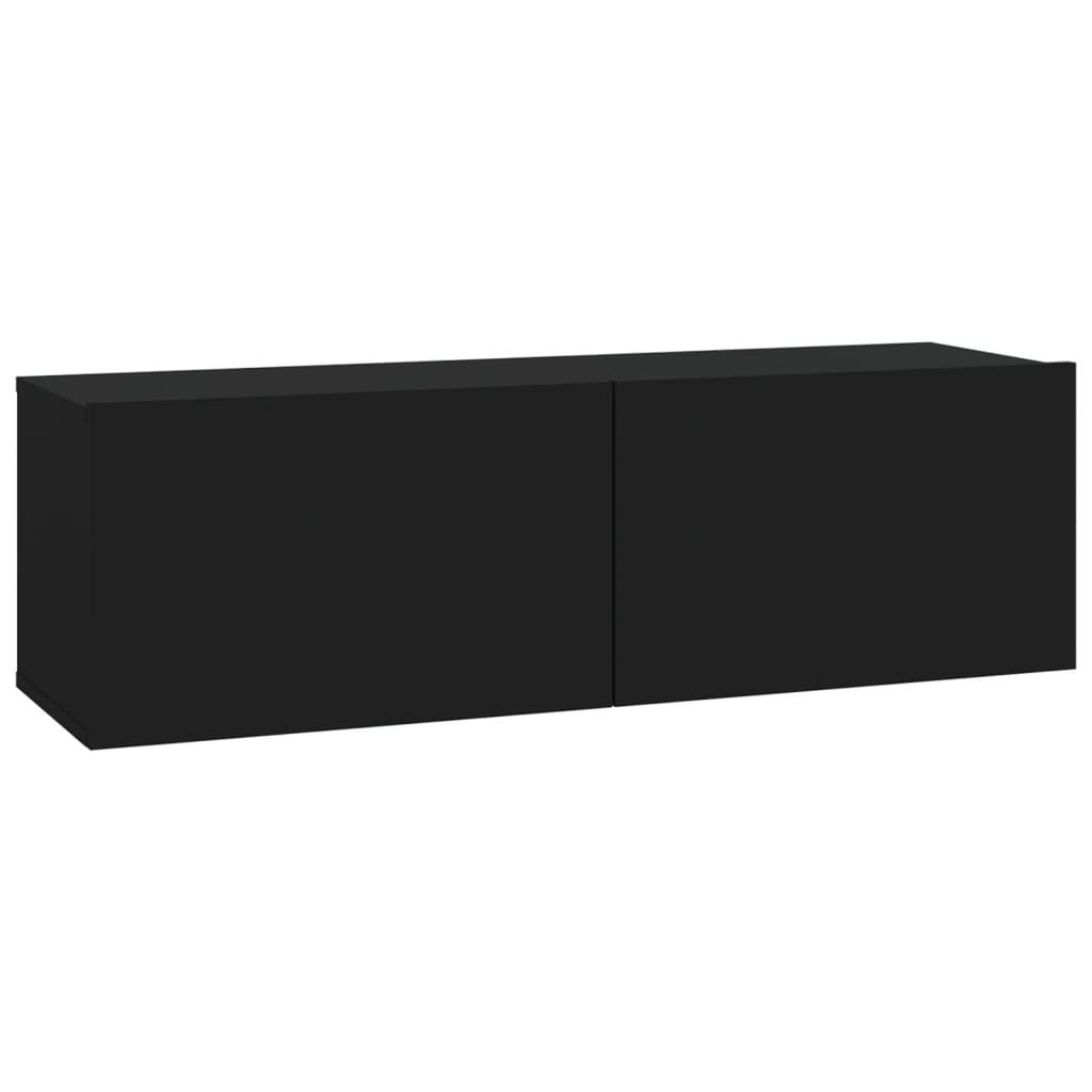 vidaXL 2 db fekete szerelt fa fali TV-szekrény 100 x 30 x 30 cm