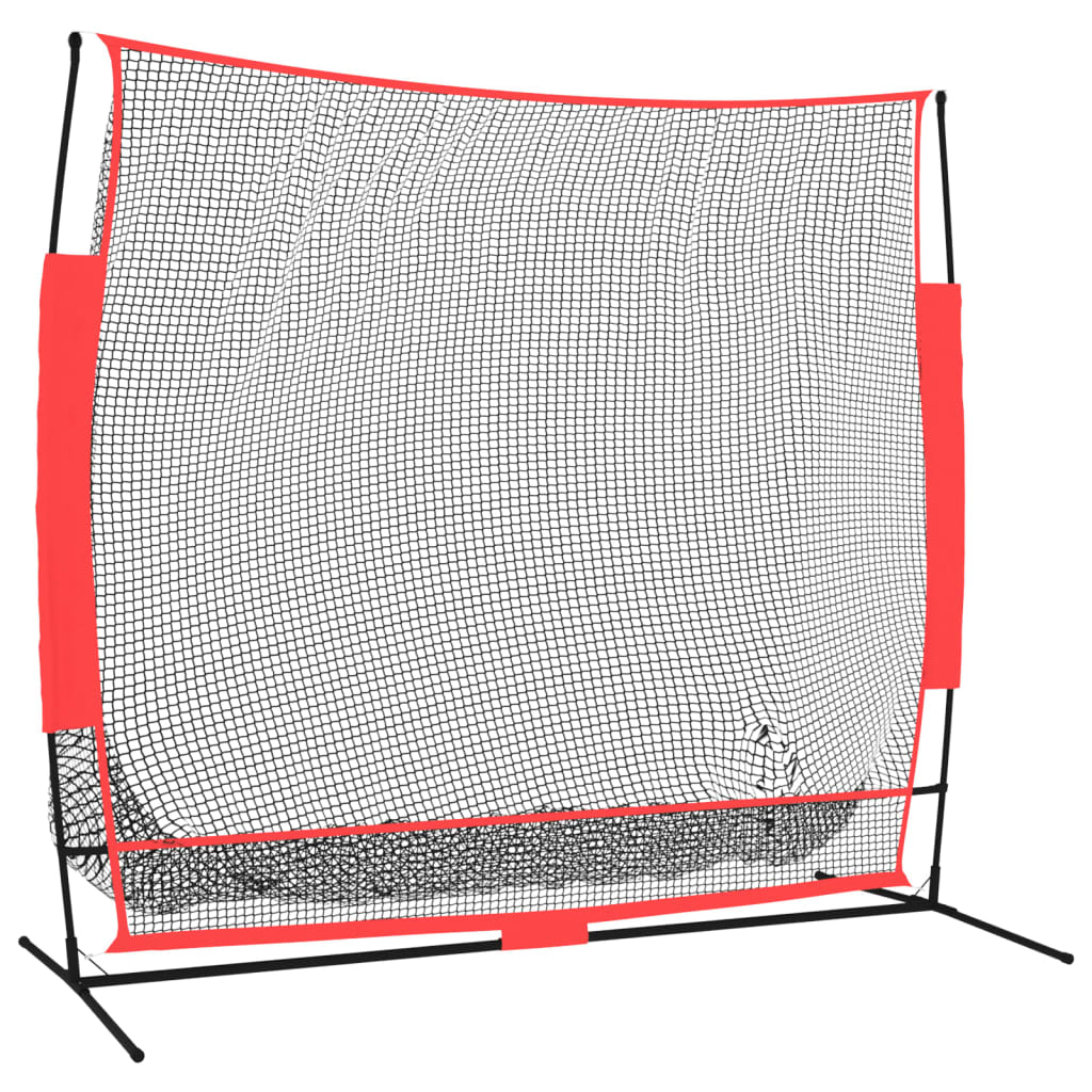 vidaXL hordozható fekete/piros poliészter baseballháló 215x107x216 cm