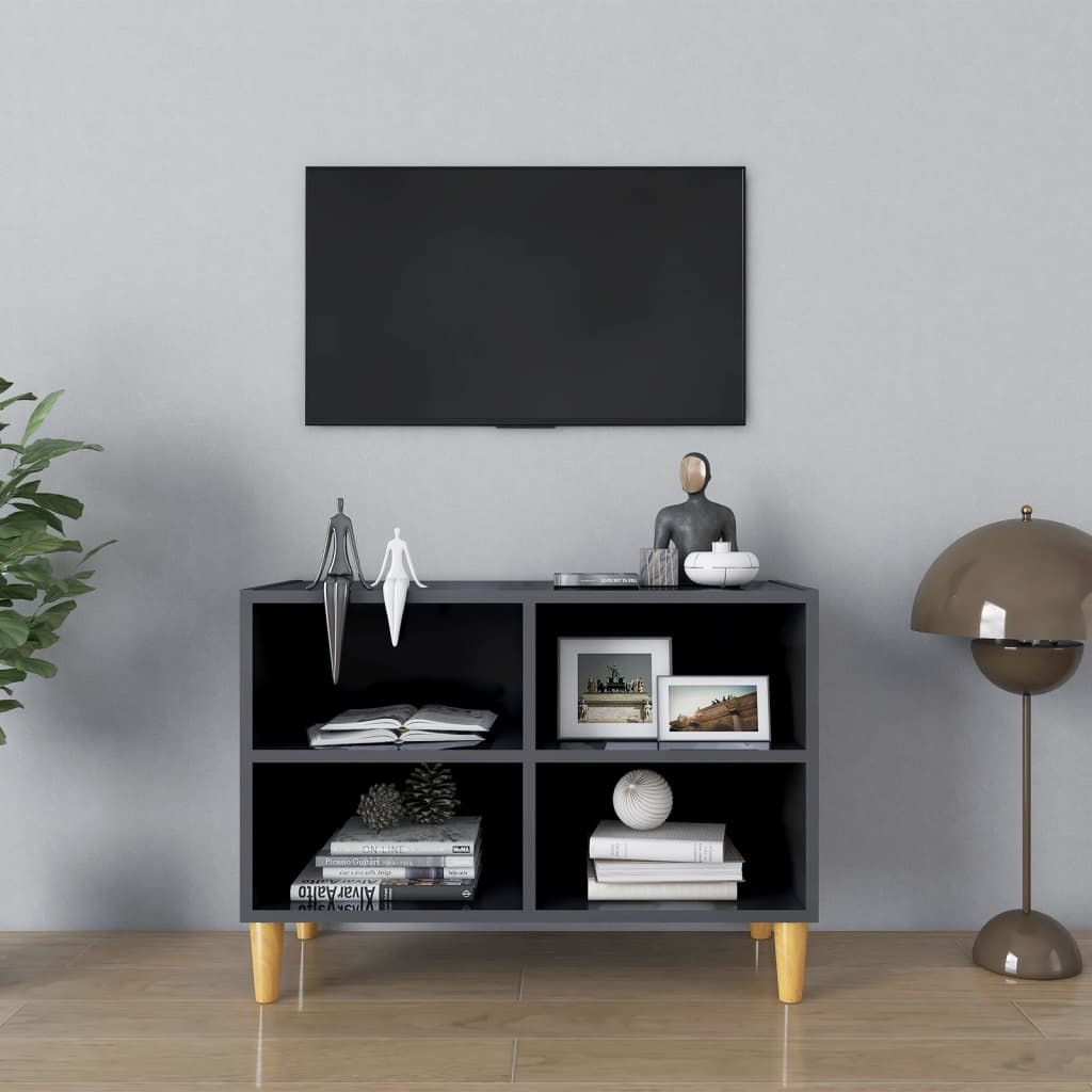 vidaXL magasfényű szürke TV-szekrény tömör falábakkal 69,5x30x50 cm