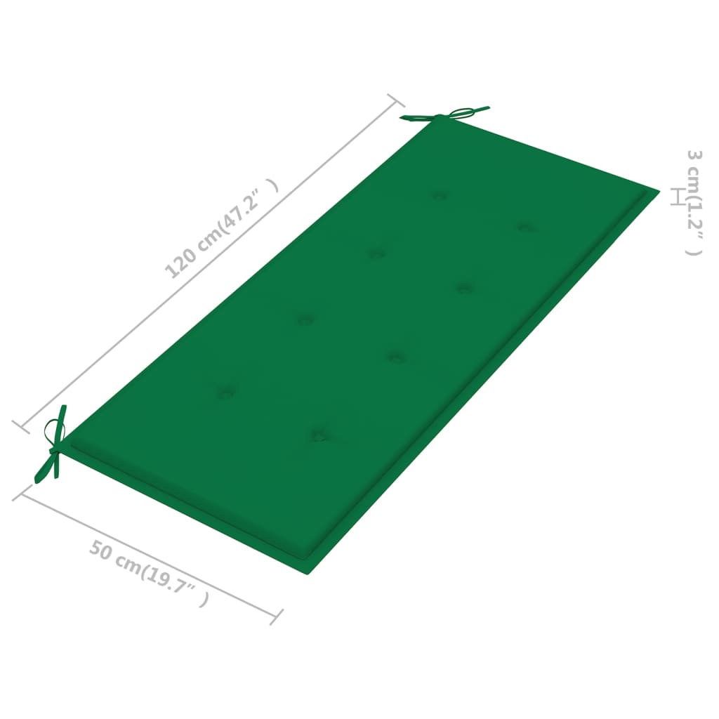 vidaXL tömör tíkfa Batavia pad zöld párnával 120 cm