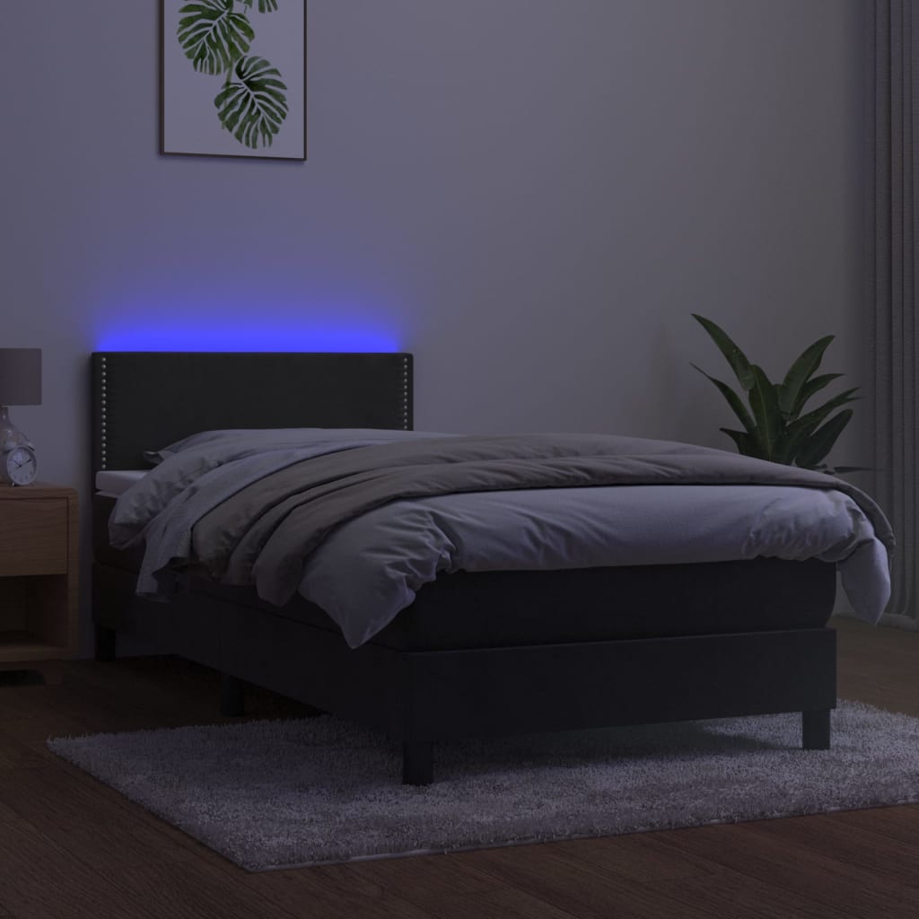 vidaXL sötétszürke bársony rugós és LED-es ágy matraccal 80 x 200 cm