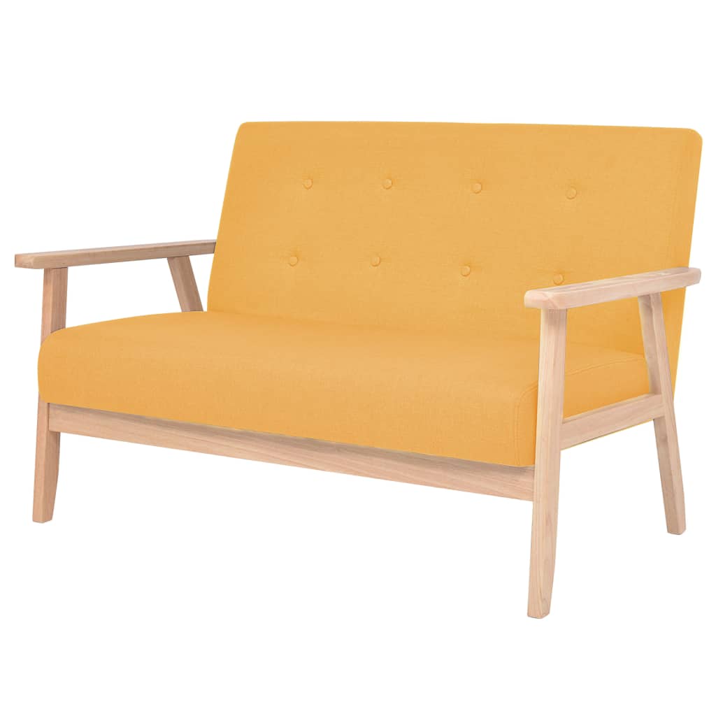 vidaXL 2 személyes sárga szövet kanapé