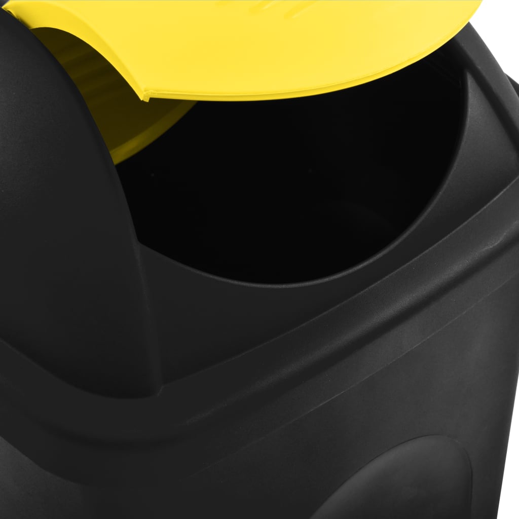 vidaXL fekete és sárga szemeteskuka lengőfedéllel 60 L