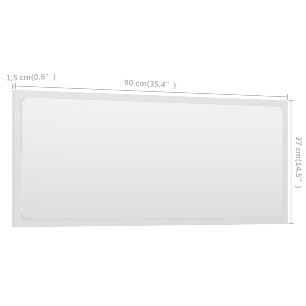 vidaXL fehér forgácslap fürdőszobatükör 90 x 1,5 x 37 cm