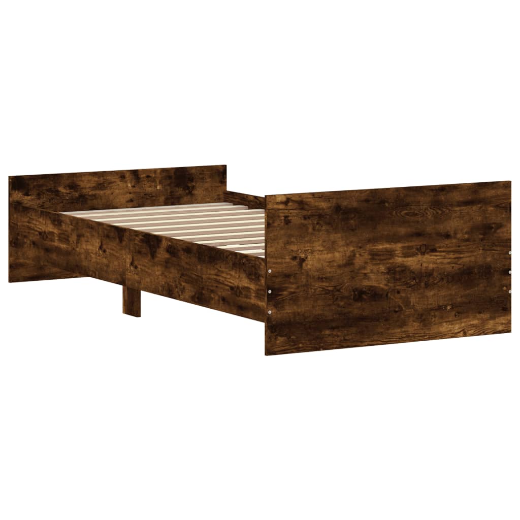 vidaXL füstös tölgyszínű szerelt fa ágykeret 90 x 200 cm