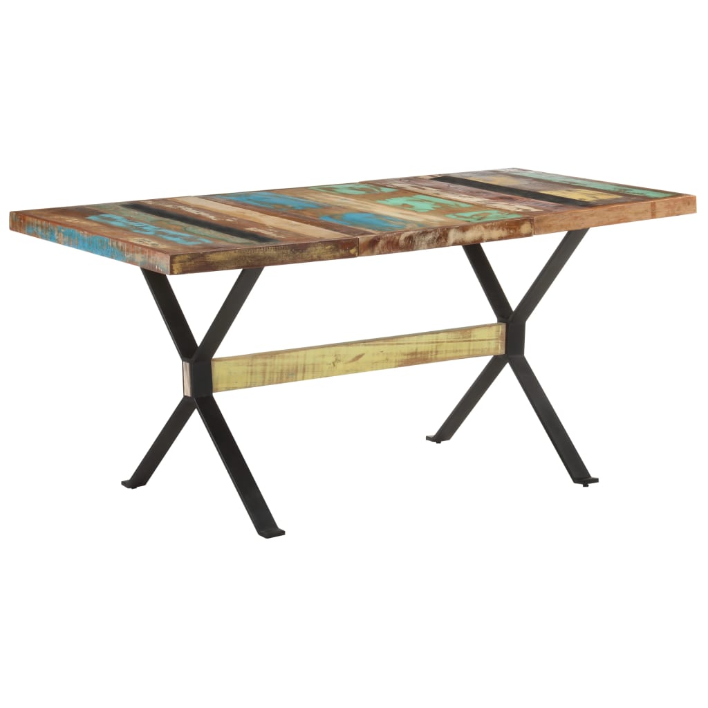 vidaXL tömör újrahasznosított fa étkezőasztal 160 x 80 x 76 cm