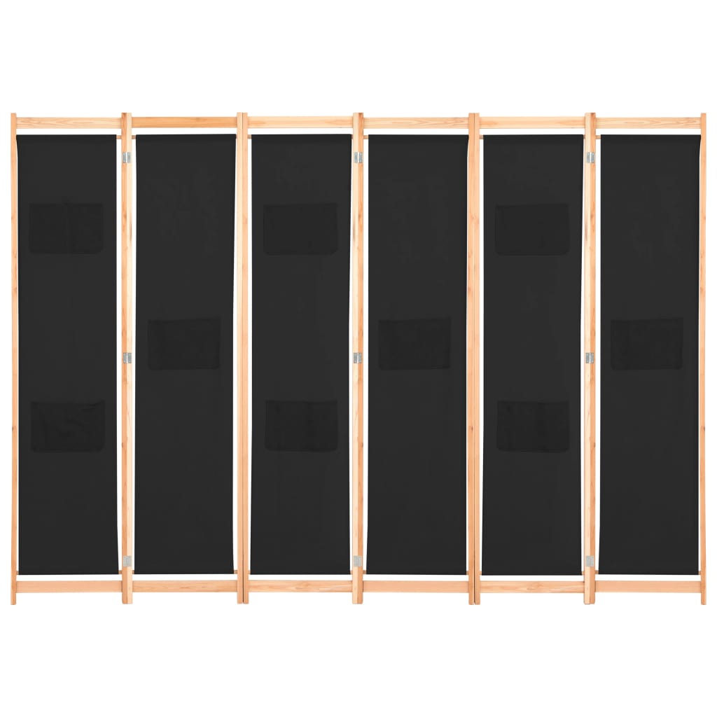 vidaXL fekete 6-paneles szövetparaván 240 x 170 x 4 cm
