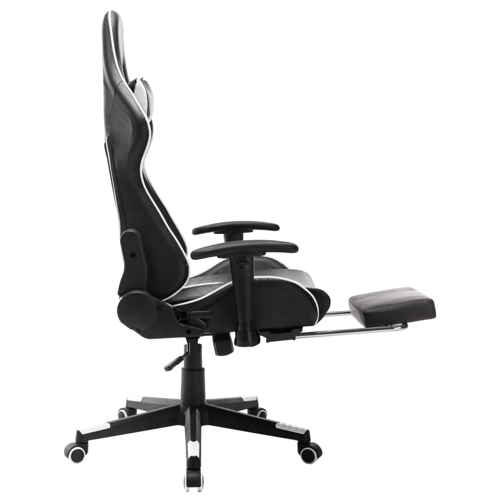 vidaXL fekete és fehér műbőr gamer szék lábtámasszal