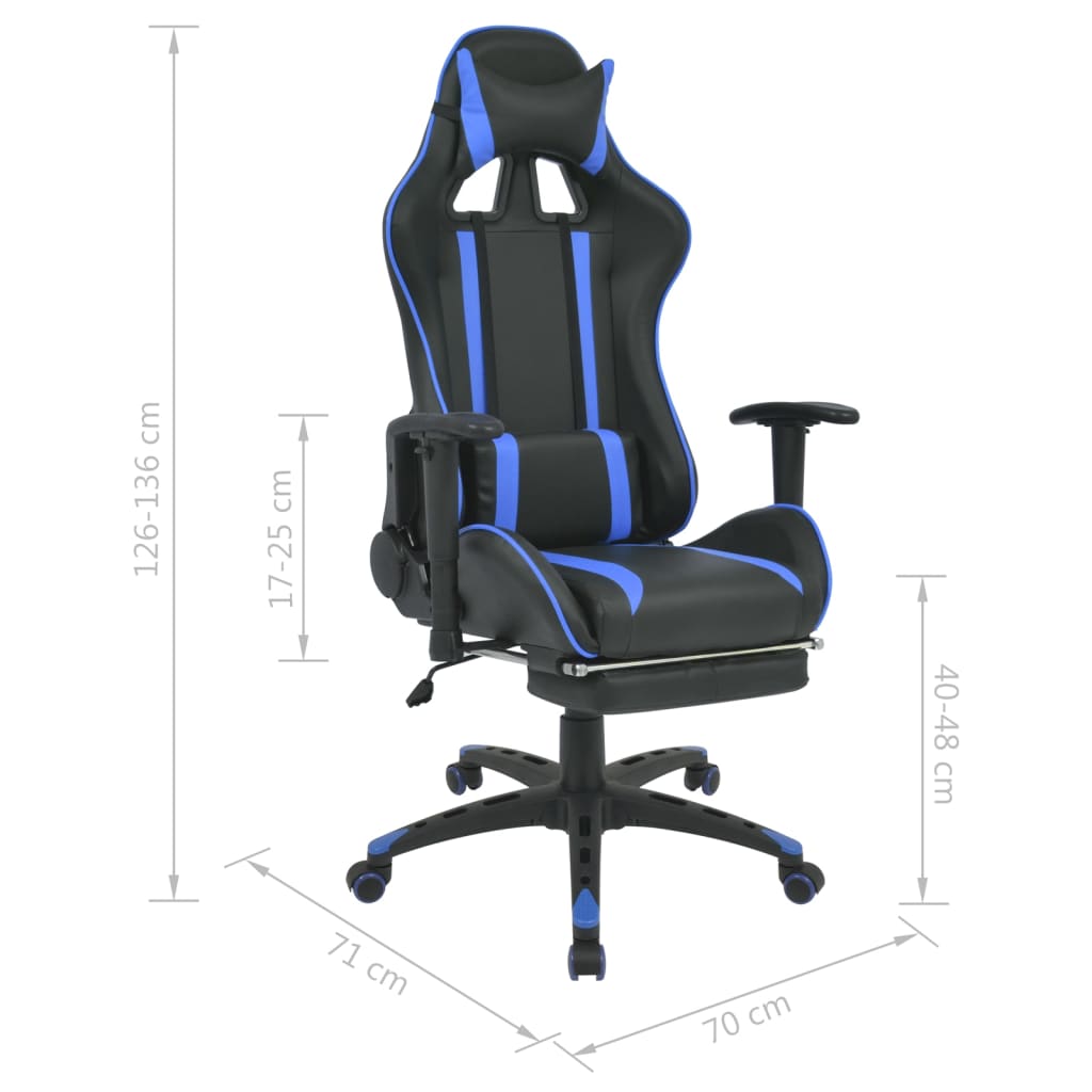 vidaXL kék dönthető versenyülés kialakítású irodai szék lábtartóval
