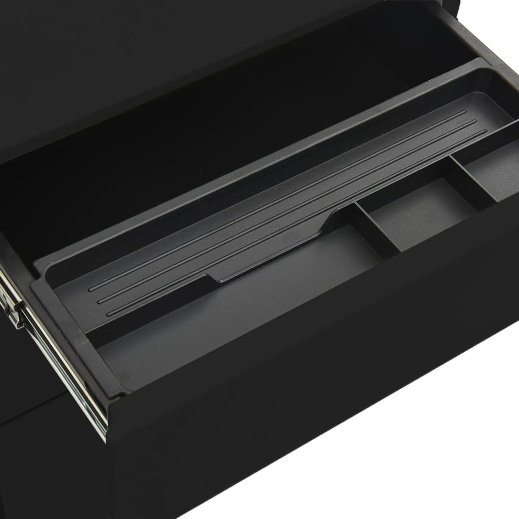 vidaXL fekete acél mobil iratszekrény 39 x 45 x 60 cm