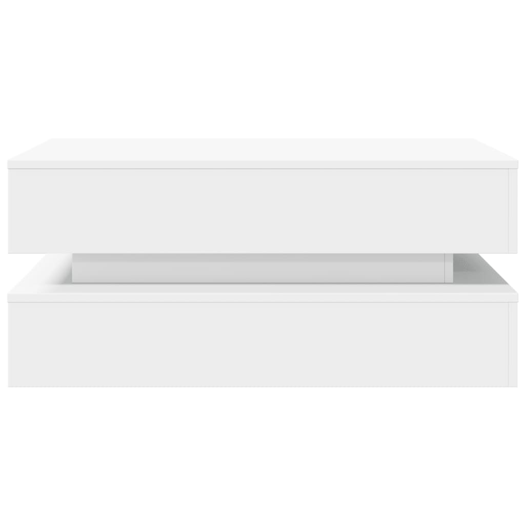 vidaXL fehér dohányzóasztal LED-lámpákkal 90x50x40 cm