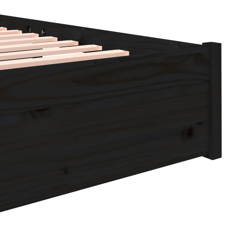 vidaXL fekete tömör fa ágykeret 180x200 cm (6FT Super King)