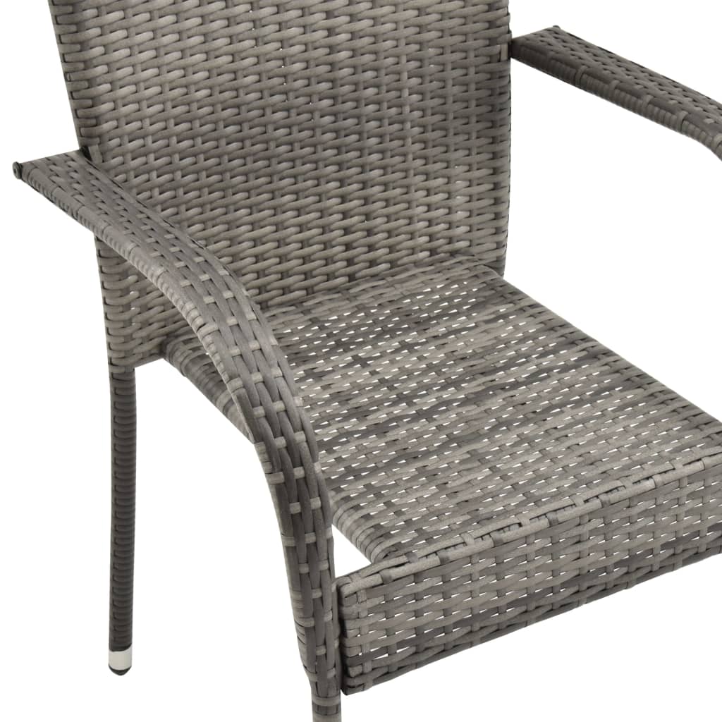 vidaXL 2 db szürke rakásolható polyrattan kültéri szék