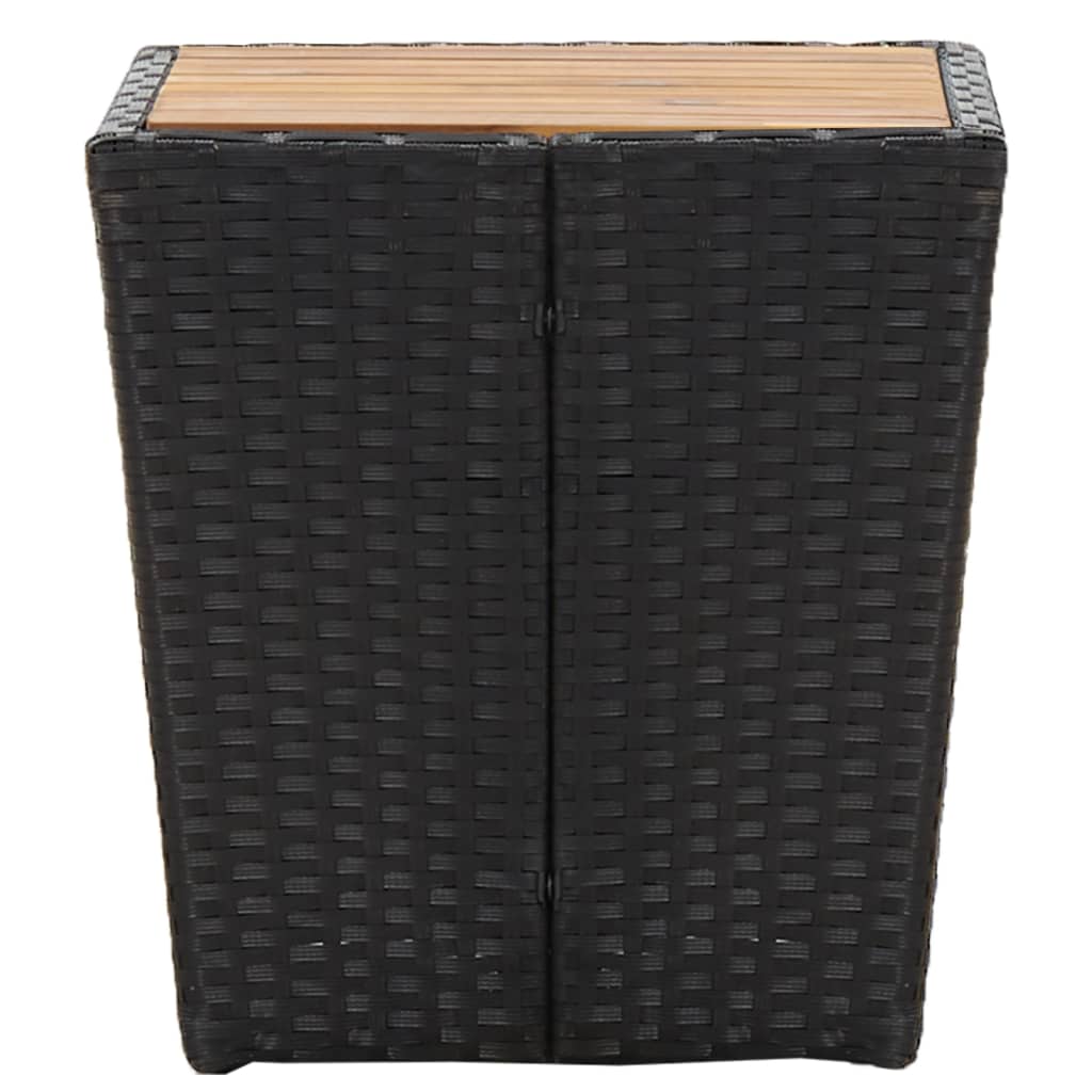 vidaXL fekete polyrattan és tömör akácfa teázóasztal 41,5x41,5x43 cm