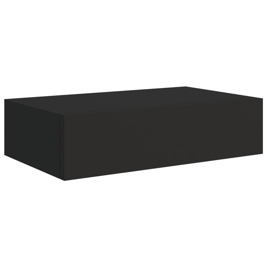 vidaXL 2 db fekete MDF falra szerelhető fiókos polc 40 x 23,5 x 10 cm