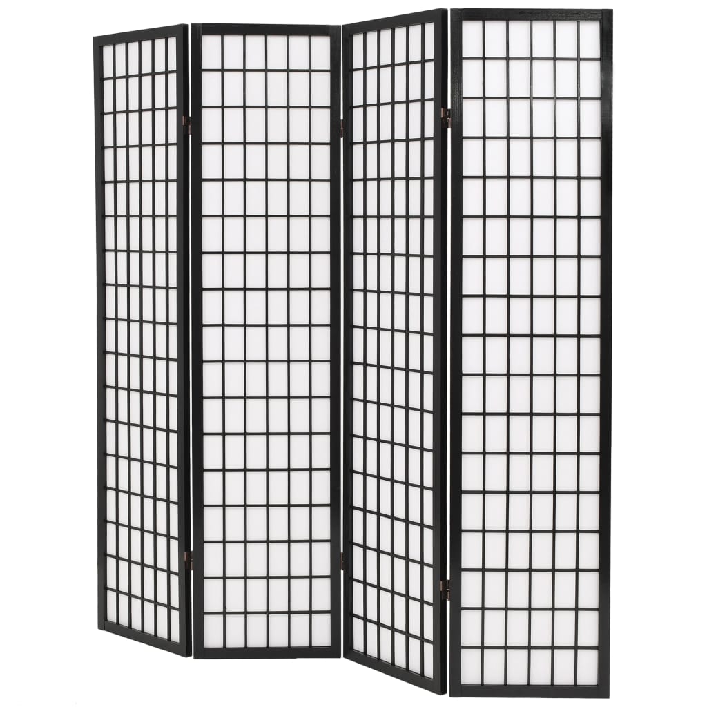 vidaXL 6 paneles, fekete, japán stílusú paraván 160 x 170 cm