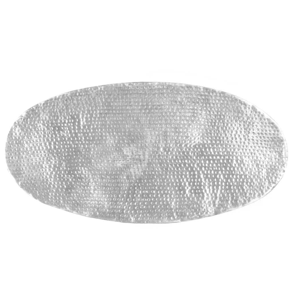 vidaXL ezüst kalapált alumínium dohányzóasztal 100 x 50 x 28 cm