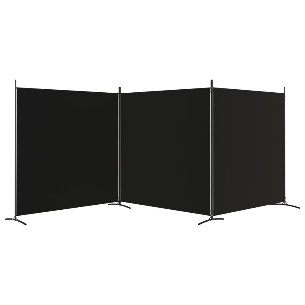 vidaXL 3 paneles fekete szövet térelválasztó 525x180 cm