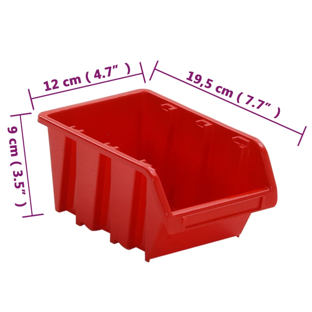 vidaXL 26 részes piros/fekete polipropilén műhelypolcszett 77 x 39 cm