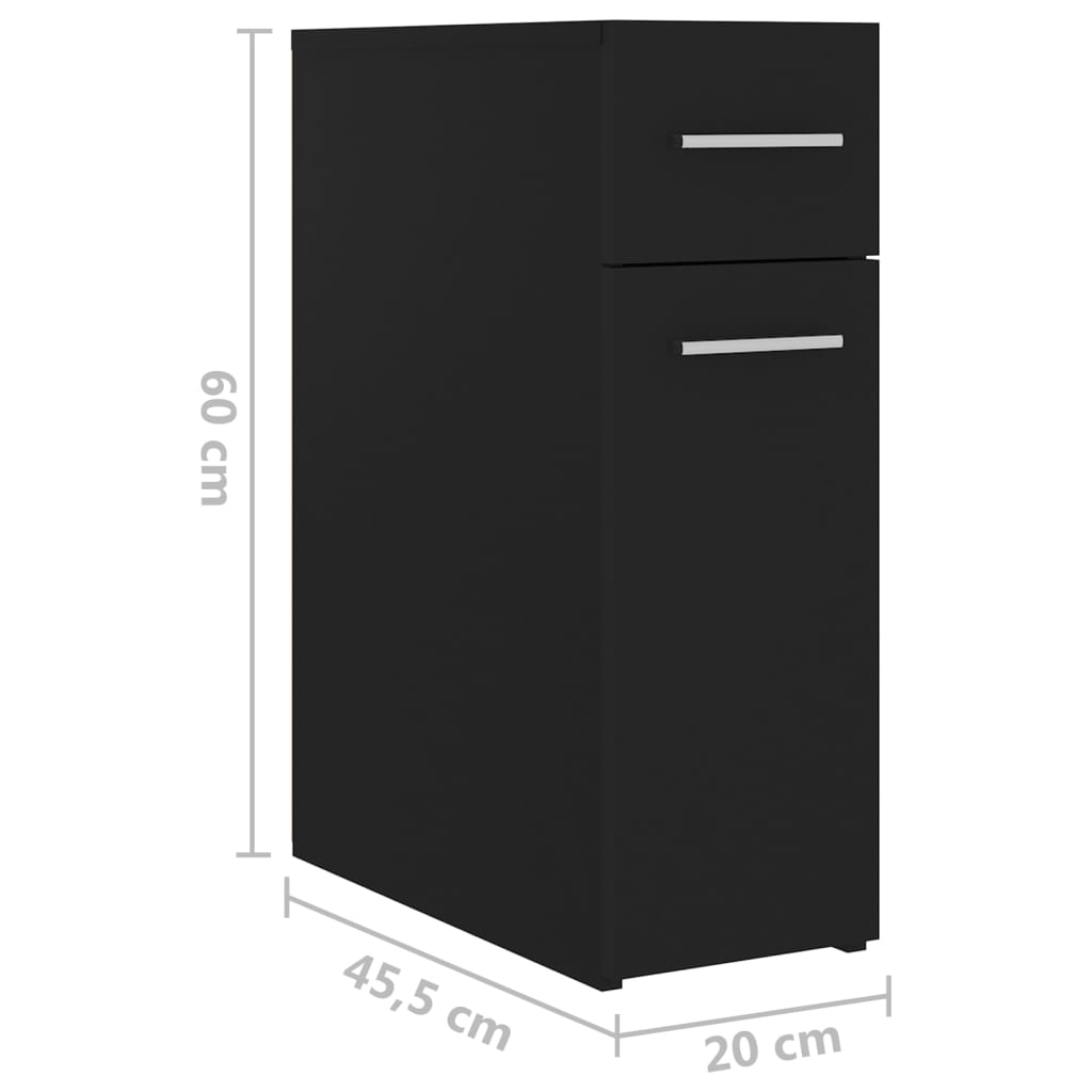 vidaXL fekete forgácslap patikaszekrény 20 x 45,5 x 60 cm