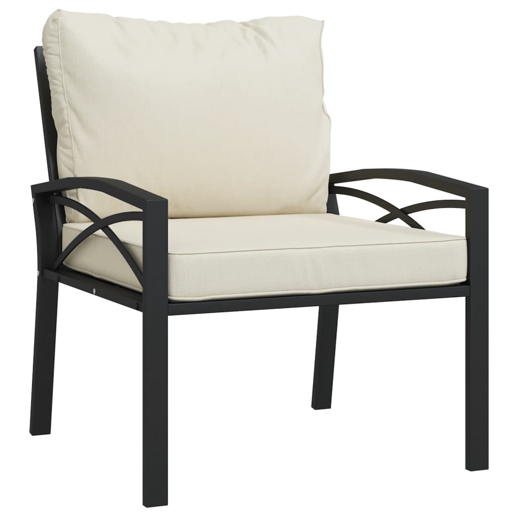vidaXL 2 db acél kerti szék homokszínű párnákkal 68 x 76 x 79 cm