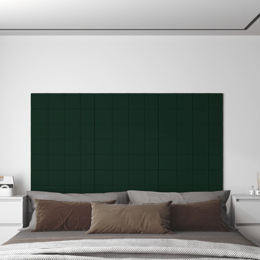 vidaXL 12 db sötétzöld bársony fali panel 60x15 cm 1,08 m²
